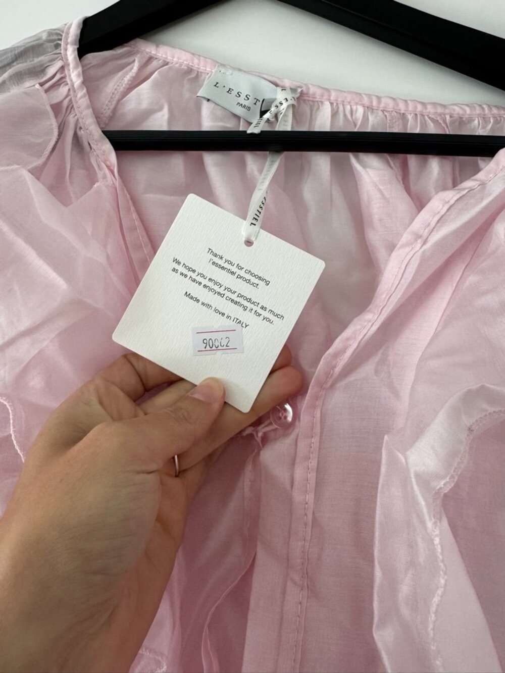 L'Esstiel Paris Pink Ruffle Long Sleeve Blouse NWT - Large - Picture 3 of 4